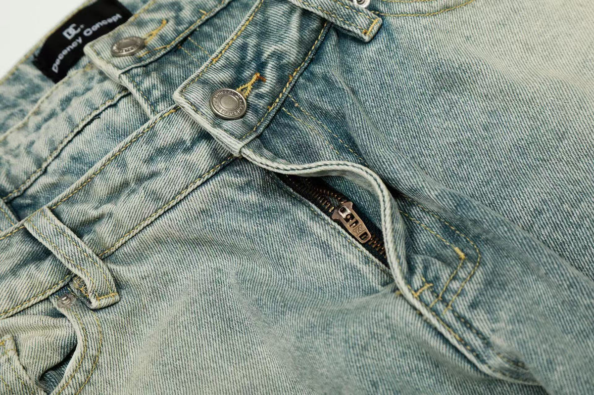 Retro Washed Wide-Leg Baggy Jeans - OMYGOODS