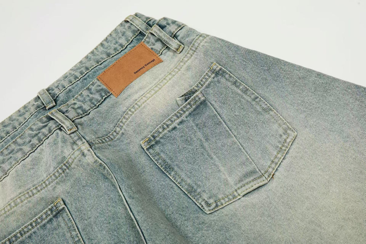 Retro Washed Wide-Leg Baggy Jeans - OMYGOODS