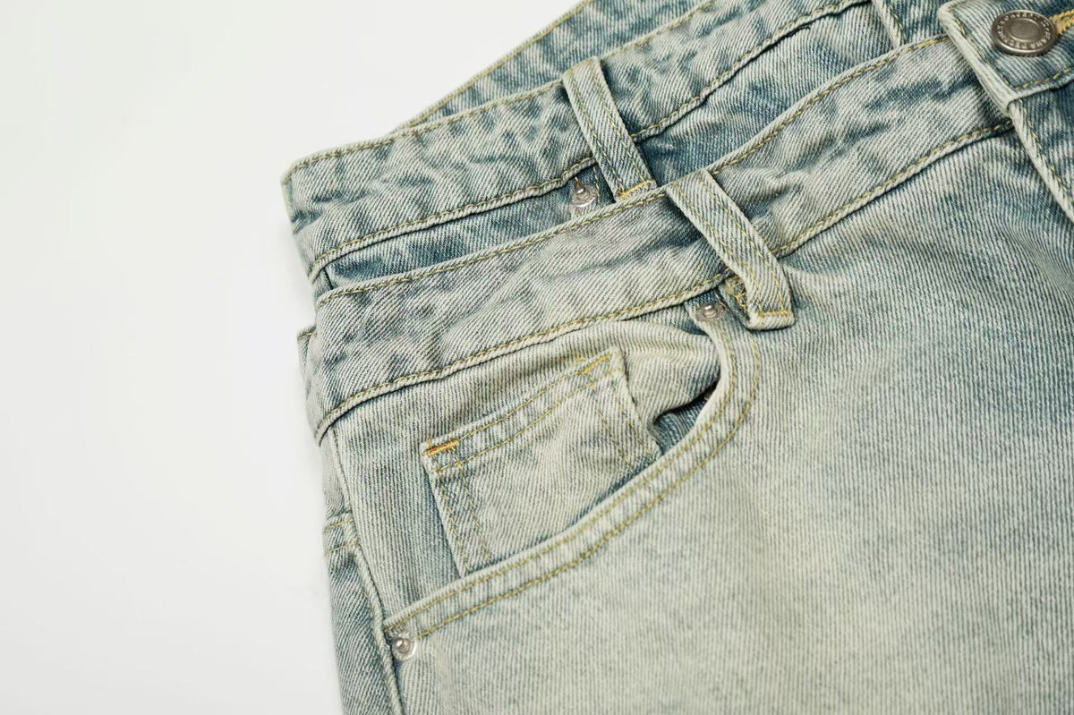 Retro Washed Wide-Leg Baggy Jeans - OMYGOODS