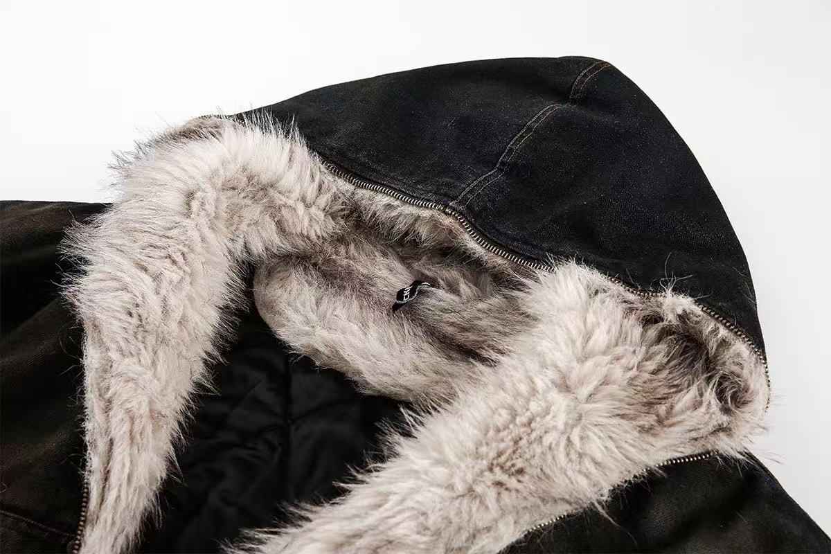Vintage Washed Sherpa-Lined Denim Jacket for Cozy Comfort