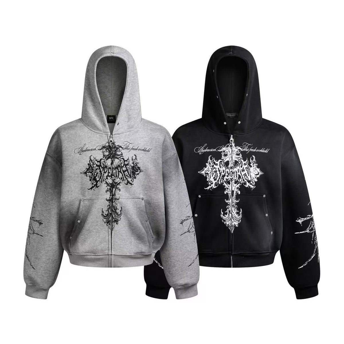 Wasteland Style Dirty Washed Zip-Up Hoodie - OMYGOODS