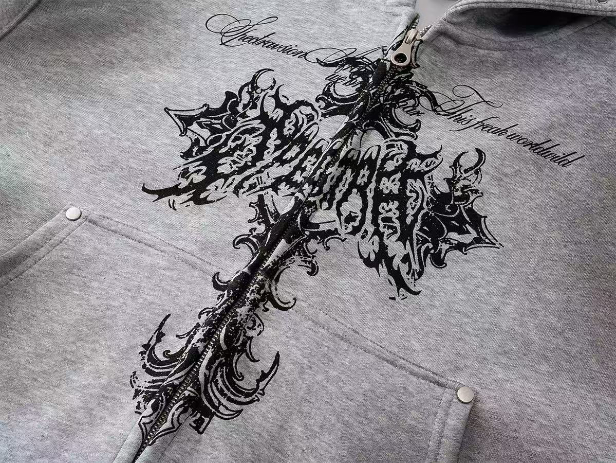 Wasteland Style Dirty Washed Zip-Up Hoodie - OMYGOODS