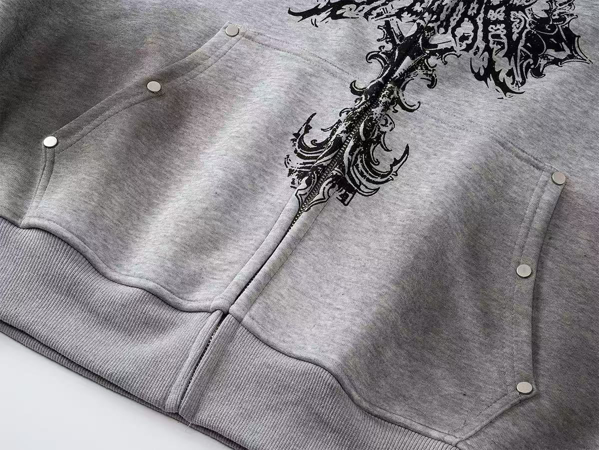 Wasteland Style Dirty Washed Zip-Up Hoodie - OMYGOODS
