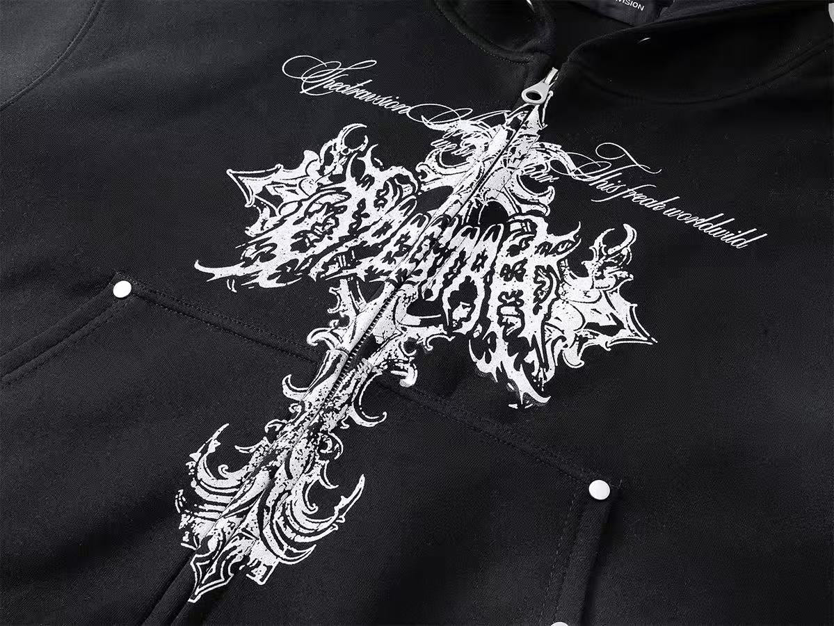 Wasteland Style Dirty Washed Zip-Up Hoodie - OMYGOODS