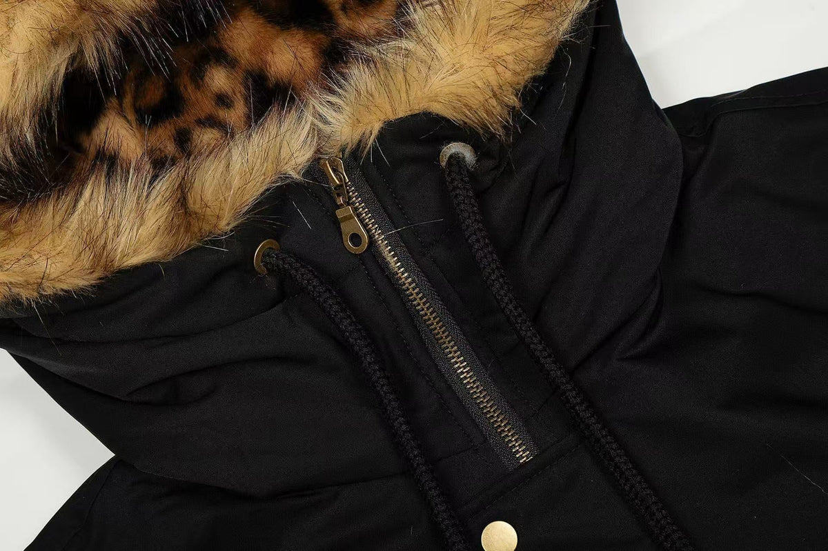 Faux Fur Leopard-Print-Lined Hooded Jacket - OMYGOODS