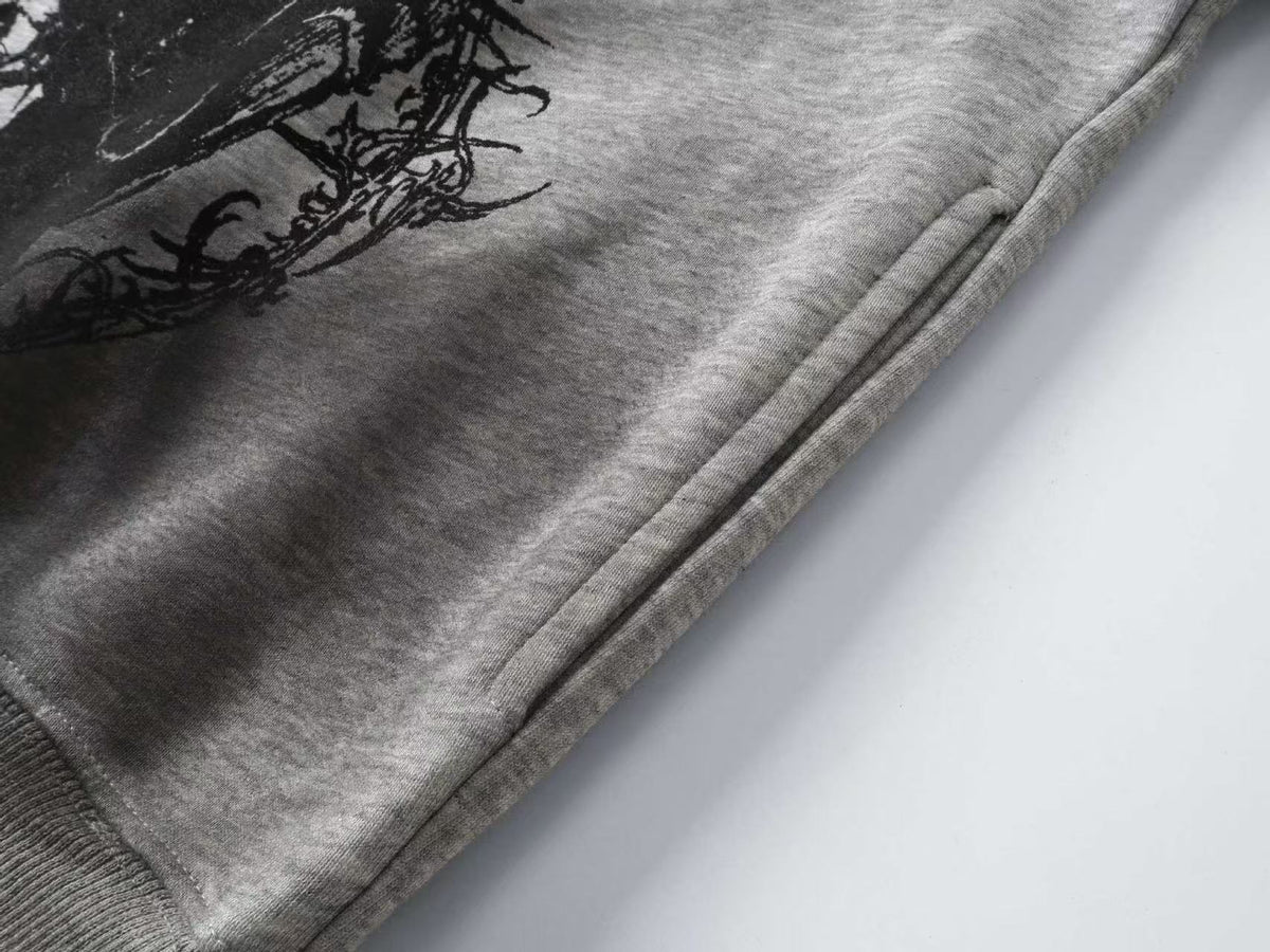 Street Style Retro Printed Zip-Up Hoodie - OMYGOODS