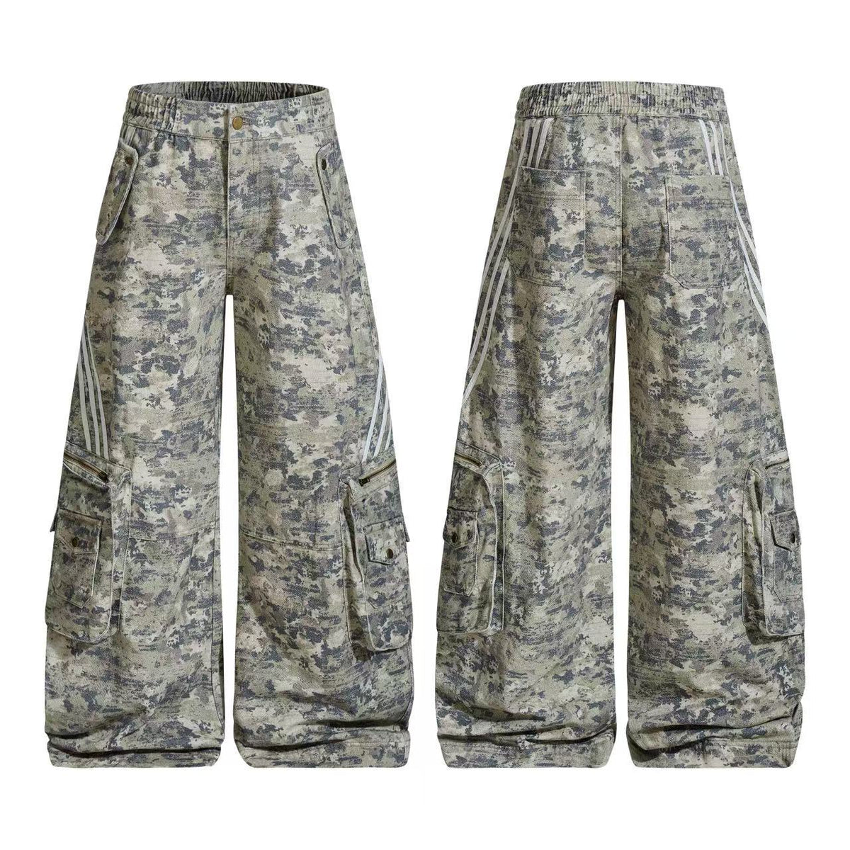 Multi-Pocket Camo Wide-Leg Cargo Pants - OMYGOODS