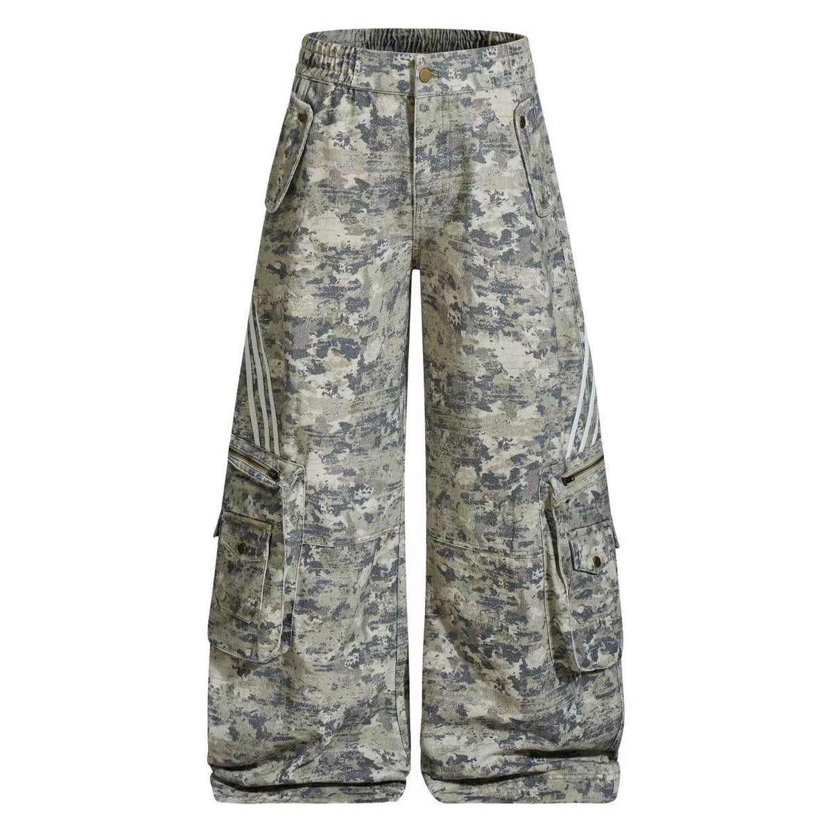 Multi-Pocket Camo Wide-Leg Cargo Pants - OMYGOODS