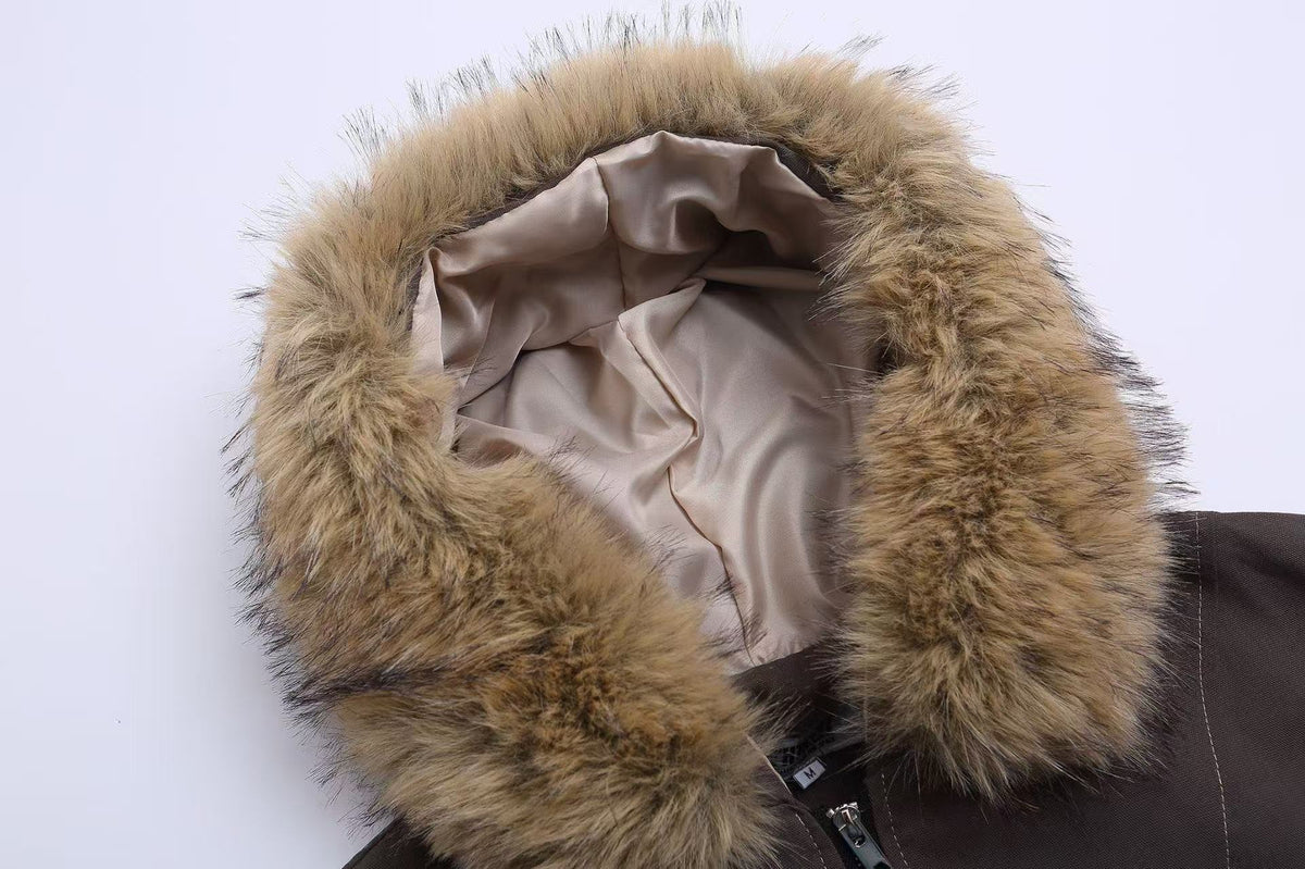 Vintage Top-Stitch Paneled Padded Hooded Jacket - OMYGOODS