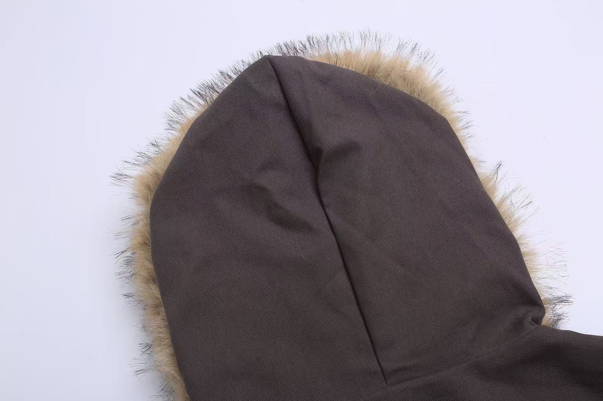 Vintage Top-Stitch Paneled Padded Hooded Jacket - OMYGOODS