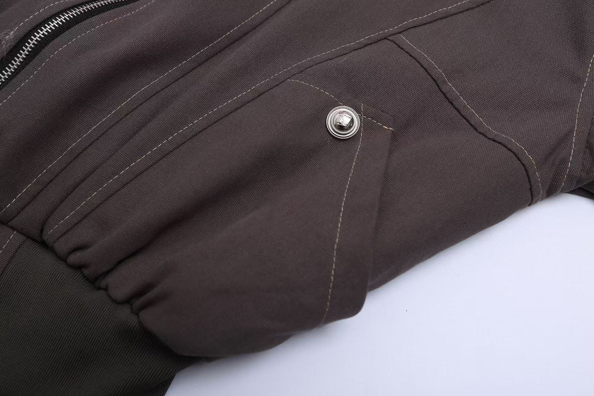 Vintage Top-Stitch Paneled Padded Hooded Jacket - OMYGOODS