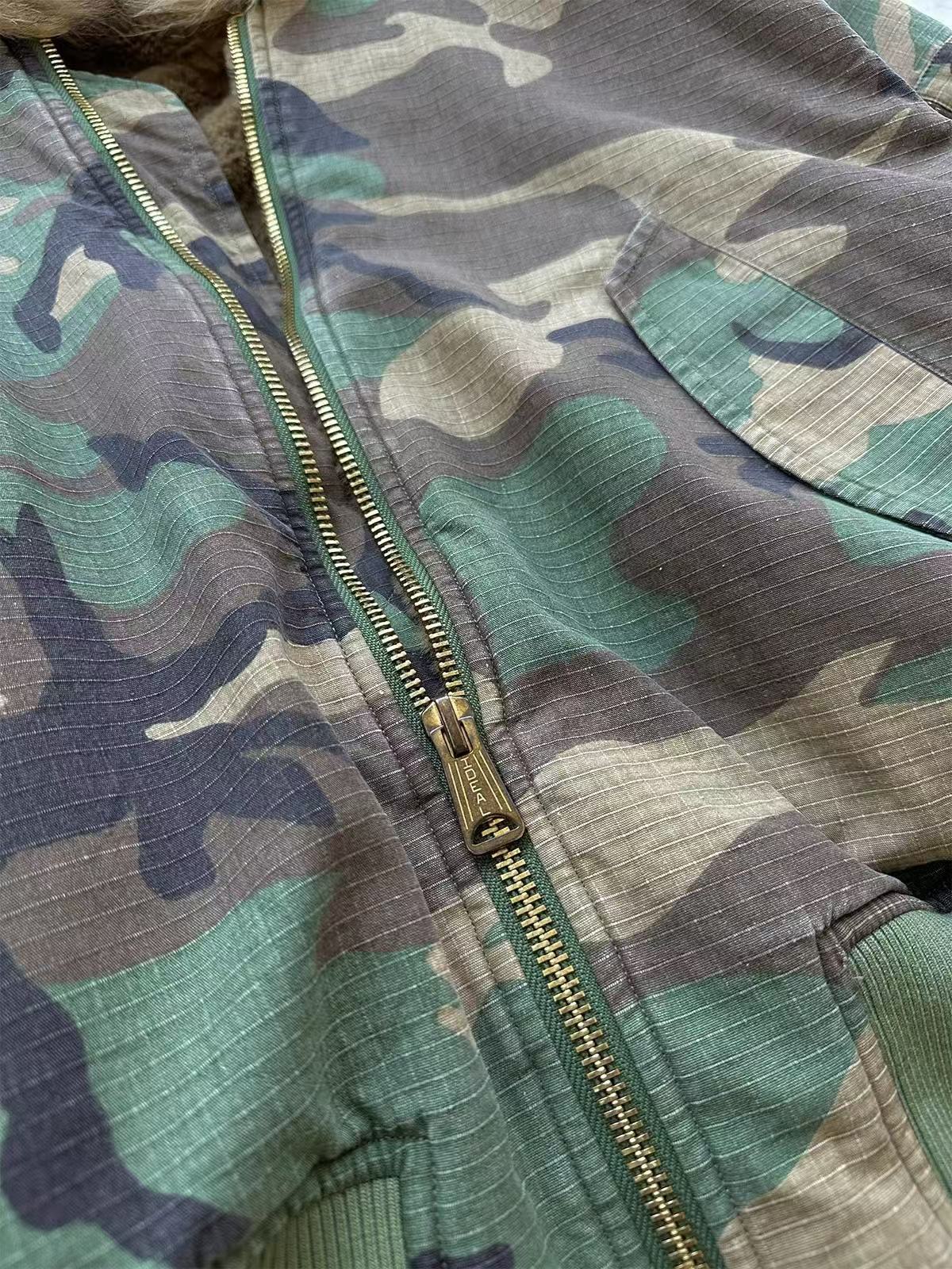 Reversible Camo Fur Collar Hooded Jacket - OMYGOODS