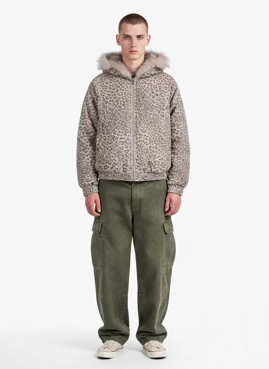 Leopard-Print Faux-Fur Hooded Jacket - OMYGOODS