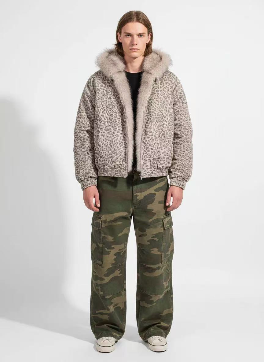 Leopard-Print Faux-Fur Hooded Jacket - OMYGOODS