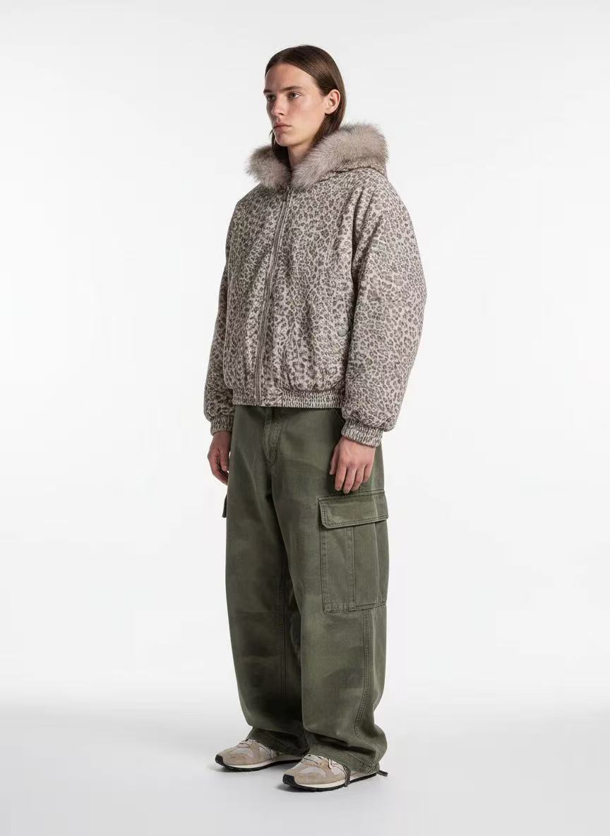 Leopard-Print Faux-Fur Hooded Jacket - OMYGOODS