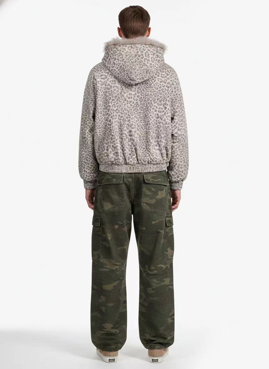 Leopard-Print Faux-Fur Hooded Jacket - OMYGOODS