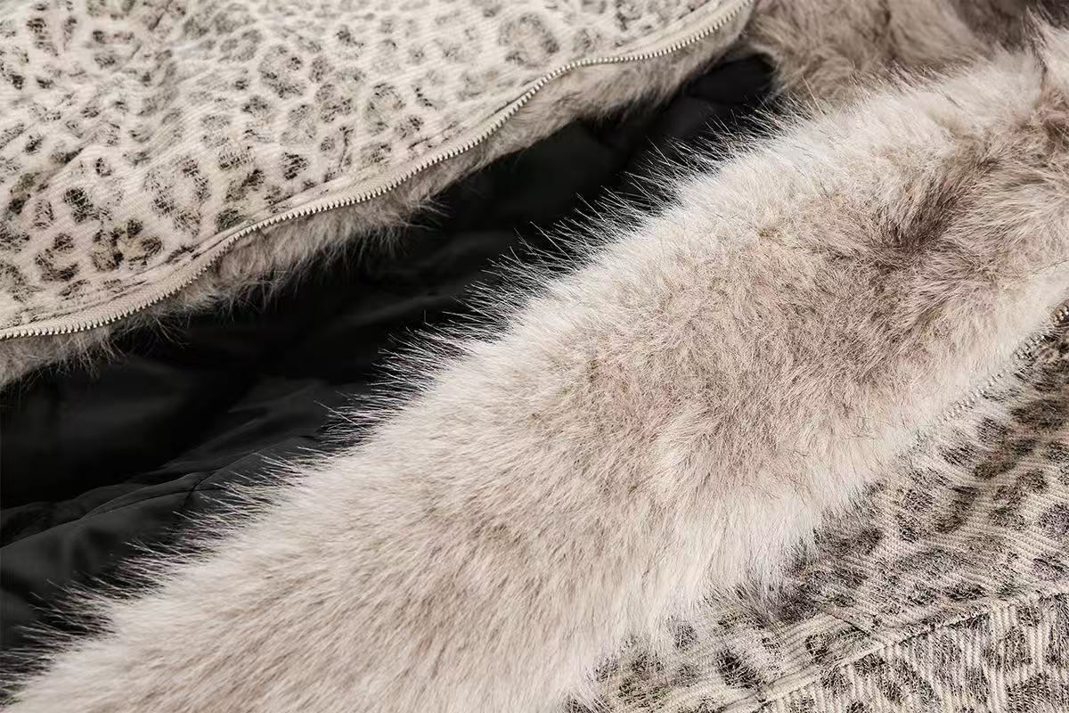 Leopard-Print Faux-Fur Hooded Jacket - OMYGOODS