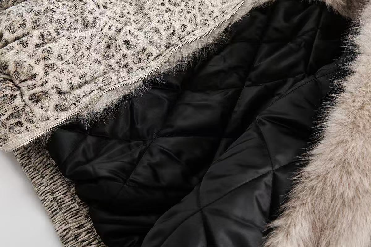Leopard-Print Faux-Fur Hooded Jacket - OMYGOODS