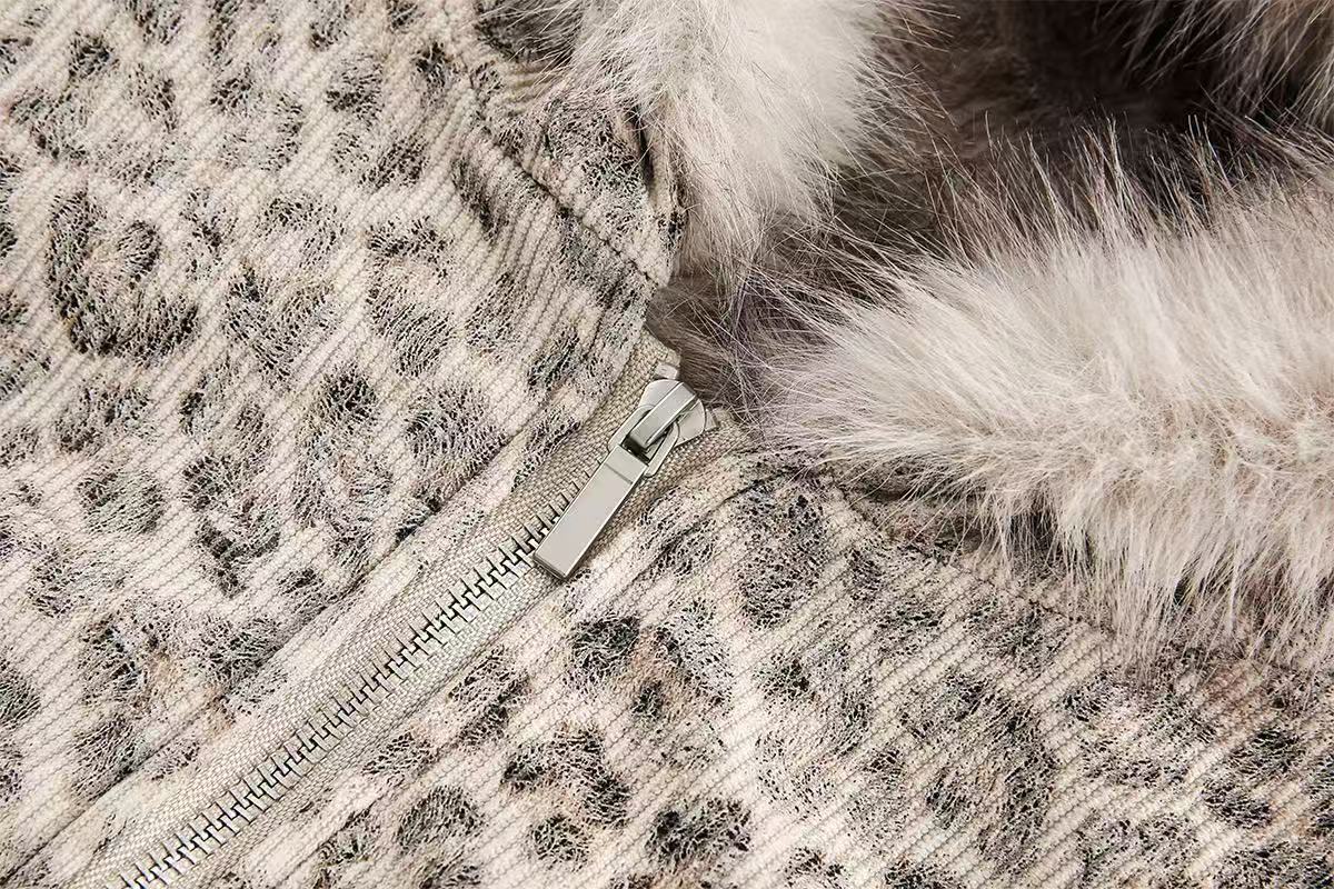 Leopard-Print Faux-Fur Hooded Jacket - OMYGOODS