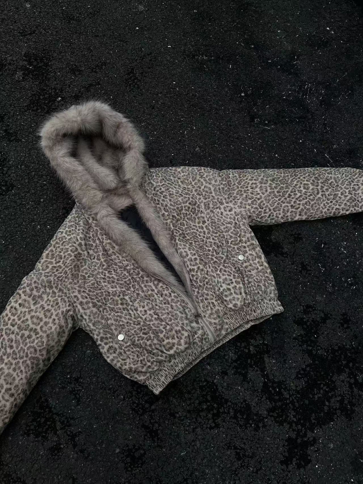 Leopard-Print Faux-Fur Hooded Jacket - OMYGOODS