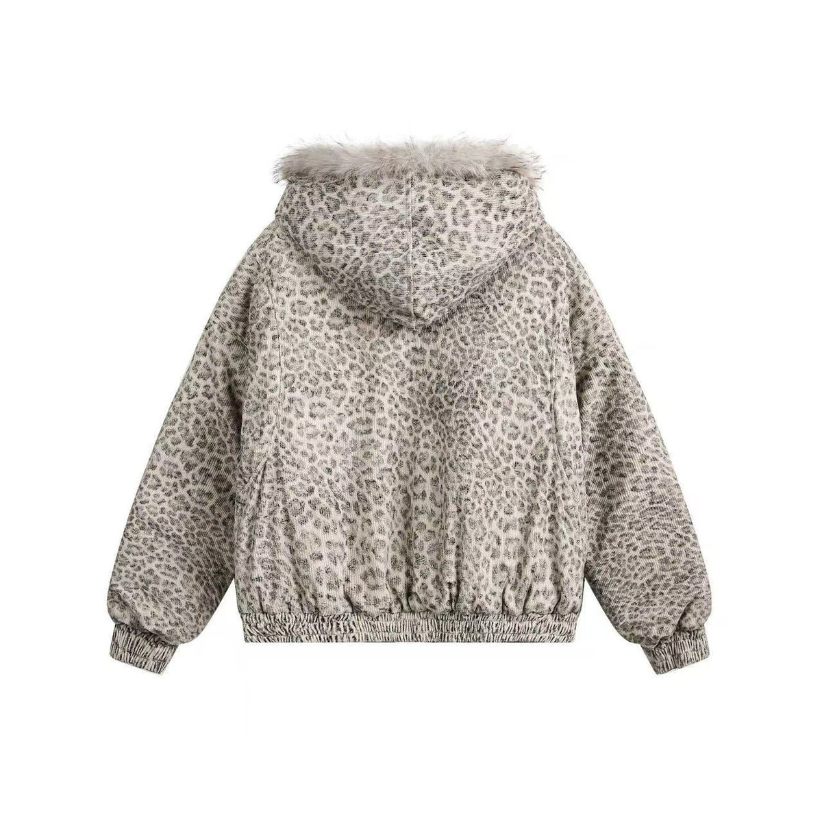 Leopard-Print Faux-Fur Hooded Jacket - OMYGOODS