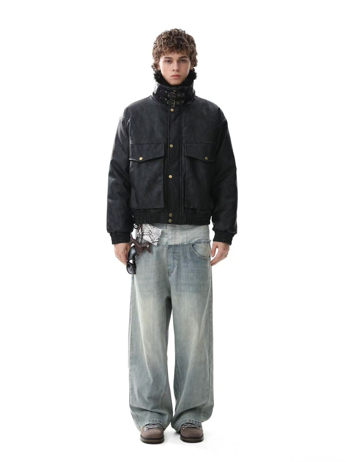 PU Leather Bomber Jacket - OMYGOODS