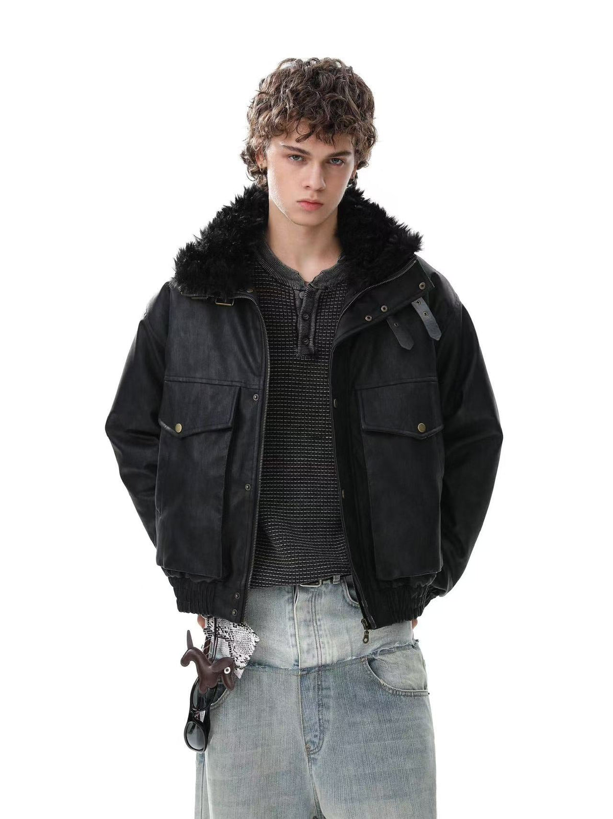 PU Leather Bomber Jacket - OMYGOODS