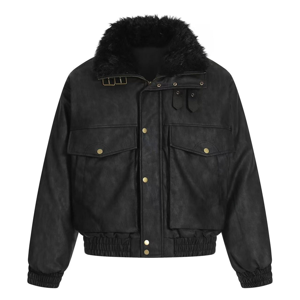 PU Leather Bomber Jacket - OMYGOODS