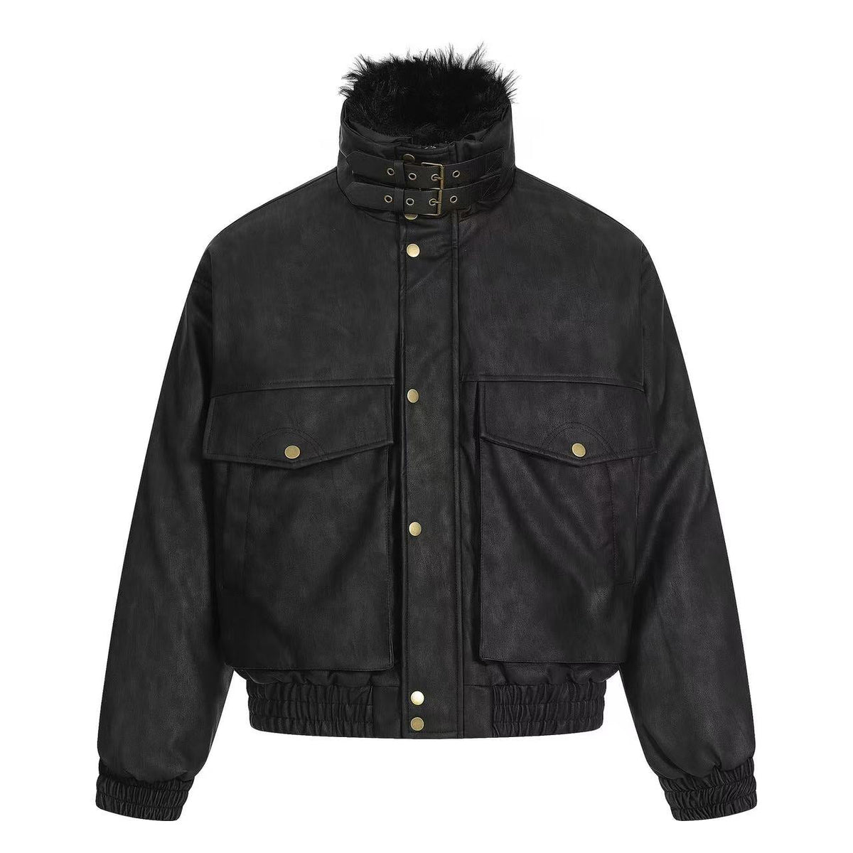 PU Leather Bomber Jacket - OMYGOODS