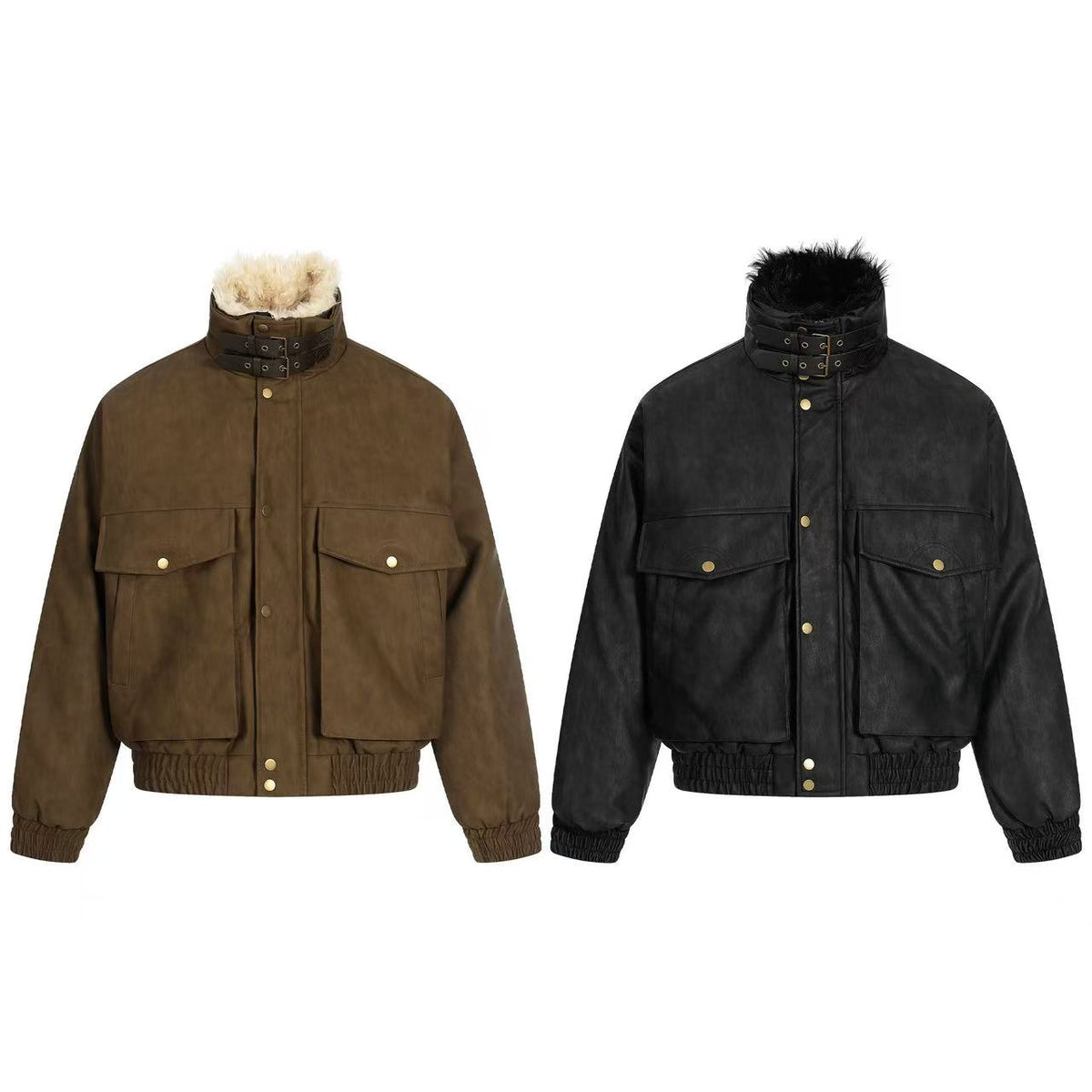 PU Leather Bomber Jacket - OMYGOODS