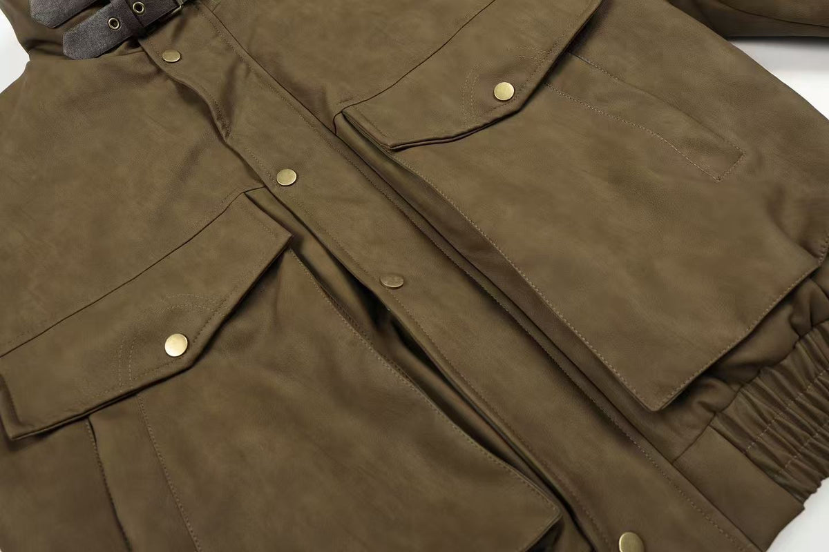 PU Leather Bomber Jacket - OMYGOODS