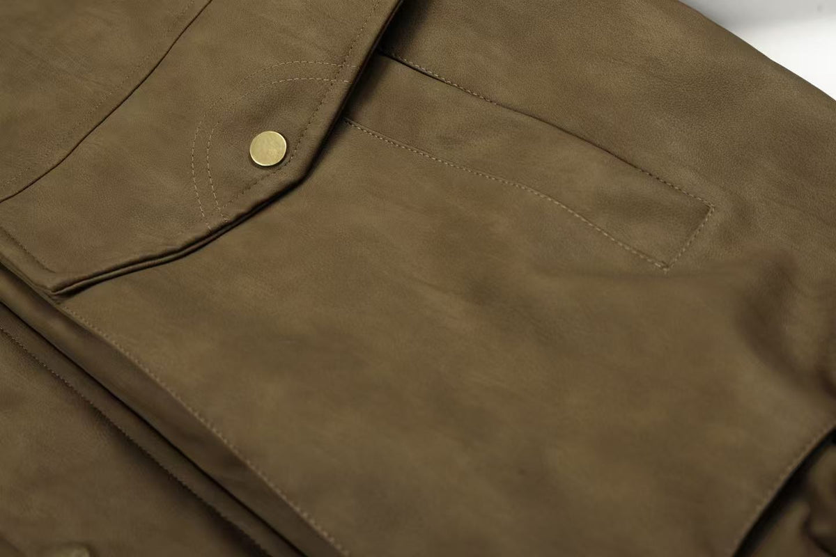 PU Leather Bomber Jacket - OMYGOODS