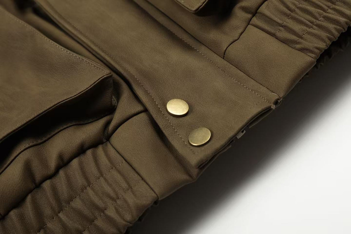 PU Leather Bomber Jacket - OMYGOODS