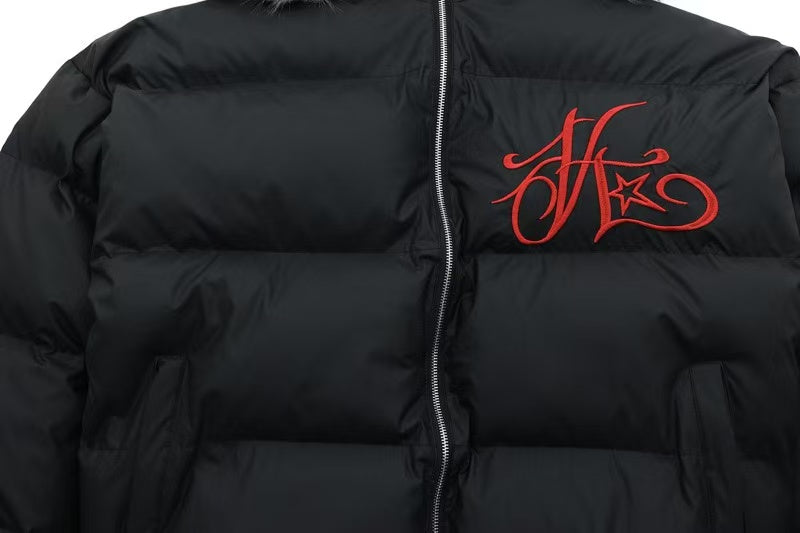 Detachable-Fur-Collar Padded Hooded Jacket - OMYGOODS