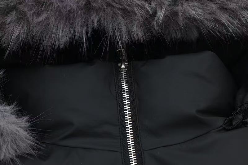 Detachable-Fur-Collar Padded Hooded Jacket - OMYGOODS
