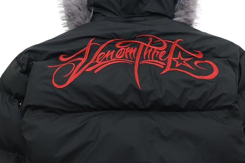 Detachable-Fur-Collar Padded Hooded Jacket - OMYGOODS
