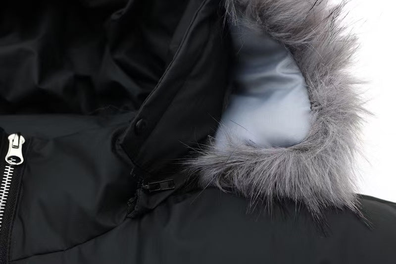 Detachable-Fur-Collar Padded Hooded Jacket - OMYGOODS