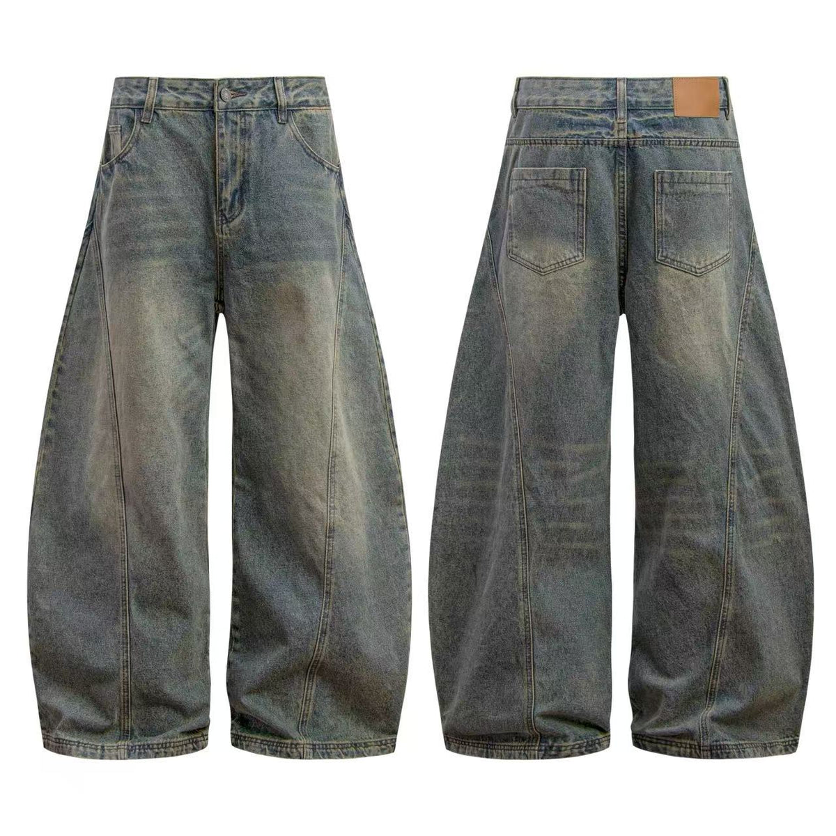 Washed Wide-Leg Baggy Jeans - OMYGOODS
