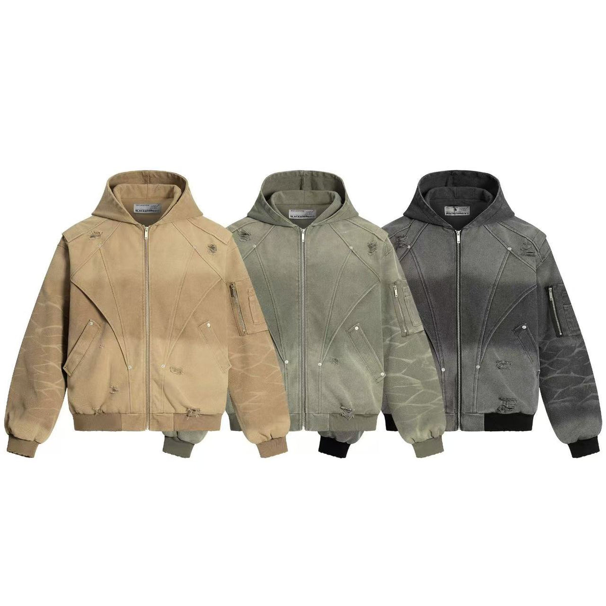 Vintage Washed Distressed Hooded Jacket - OMYGOODS