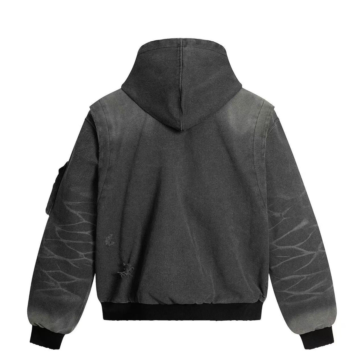 Vintage Washed Distressed Hooded Jacket - OMYGOODS