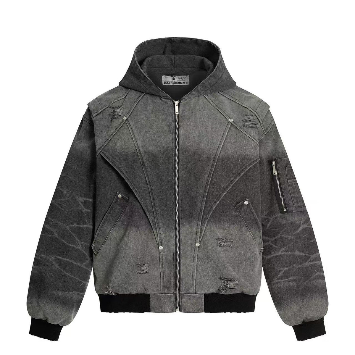 Vintage Washed Distressed Hooded Jacket - OMYGOODS
