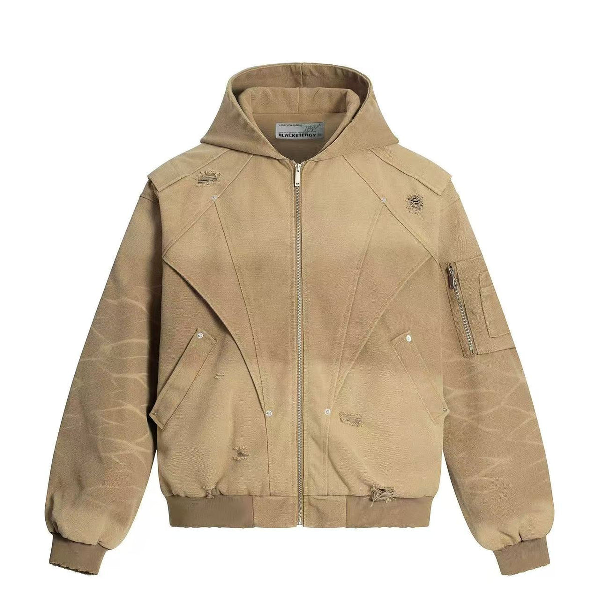 Vintage Washed Distressed Hooded Jacket - OMYGOODS