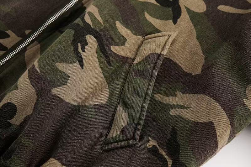 Vintage Camo Fur Collar Hooded Jacket - OMYGOODS