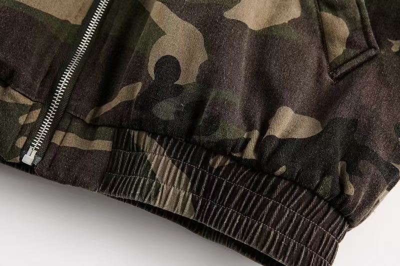 Vintage Camo Fur Collar Hooded Jacket - OMYGOODS