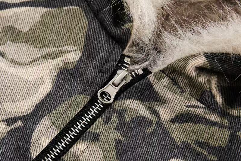 Vintage Camo Fur Collar Hooded Jacket - OMYGOODS