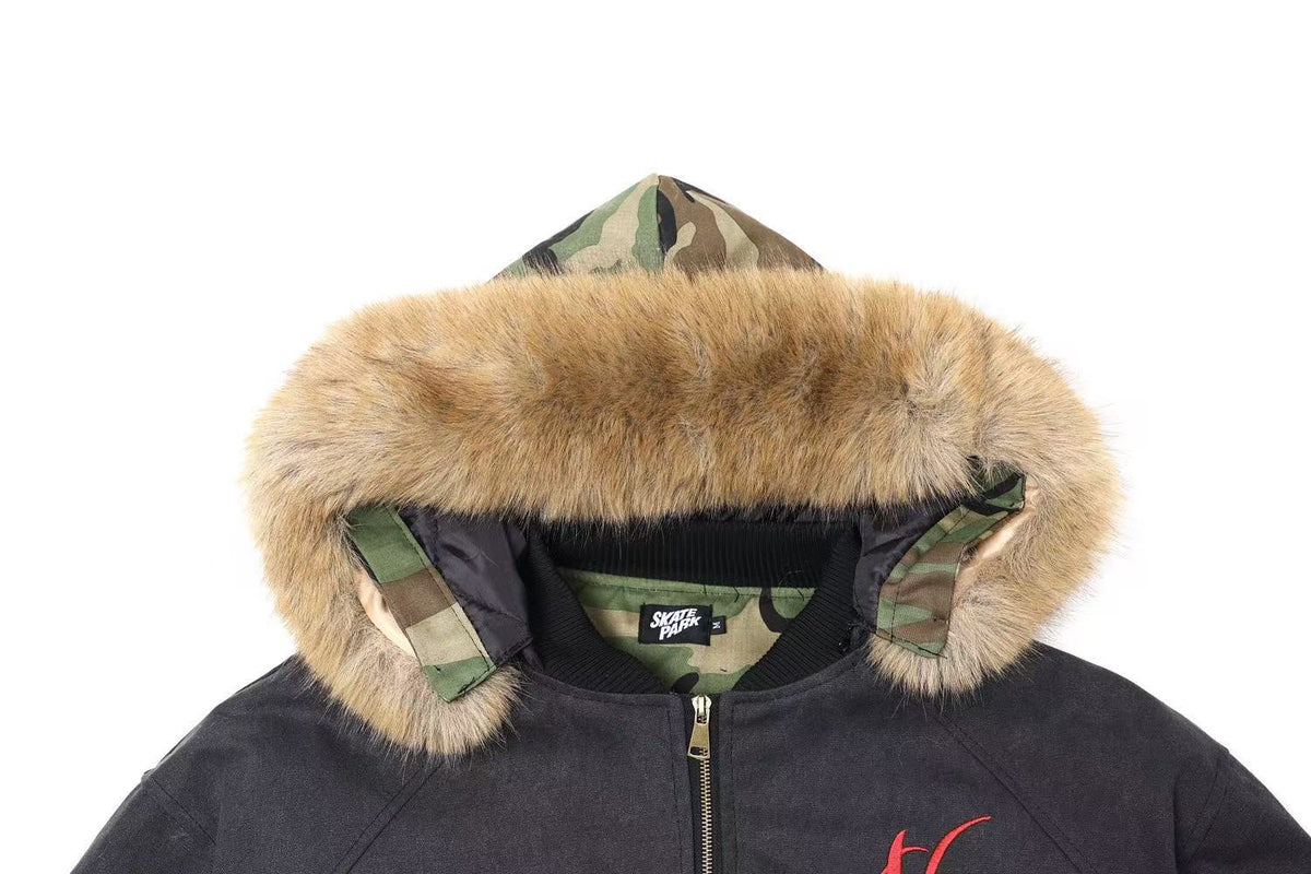 Vintage Fur Collar Hooded Jacket - OMYGOODS