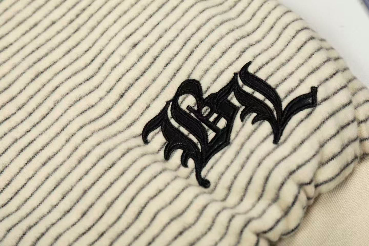 Striped Faux-Fur Collar Hooded Jacket - OMYGOODS