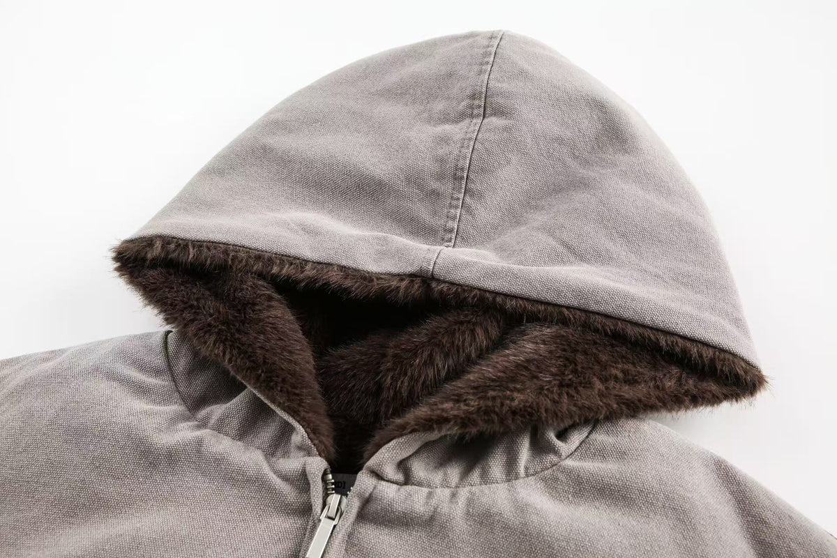 Clean-Fit Faux-Fur Hooded Jacket - OMYGOODS