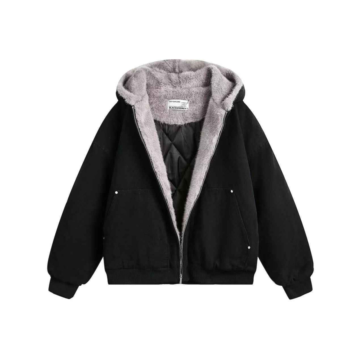 Clean-Fit Faux-Fur Hooded Jacket