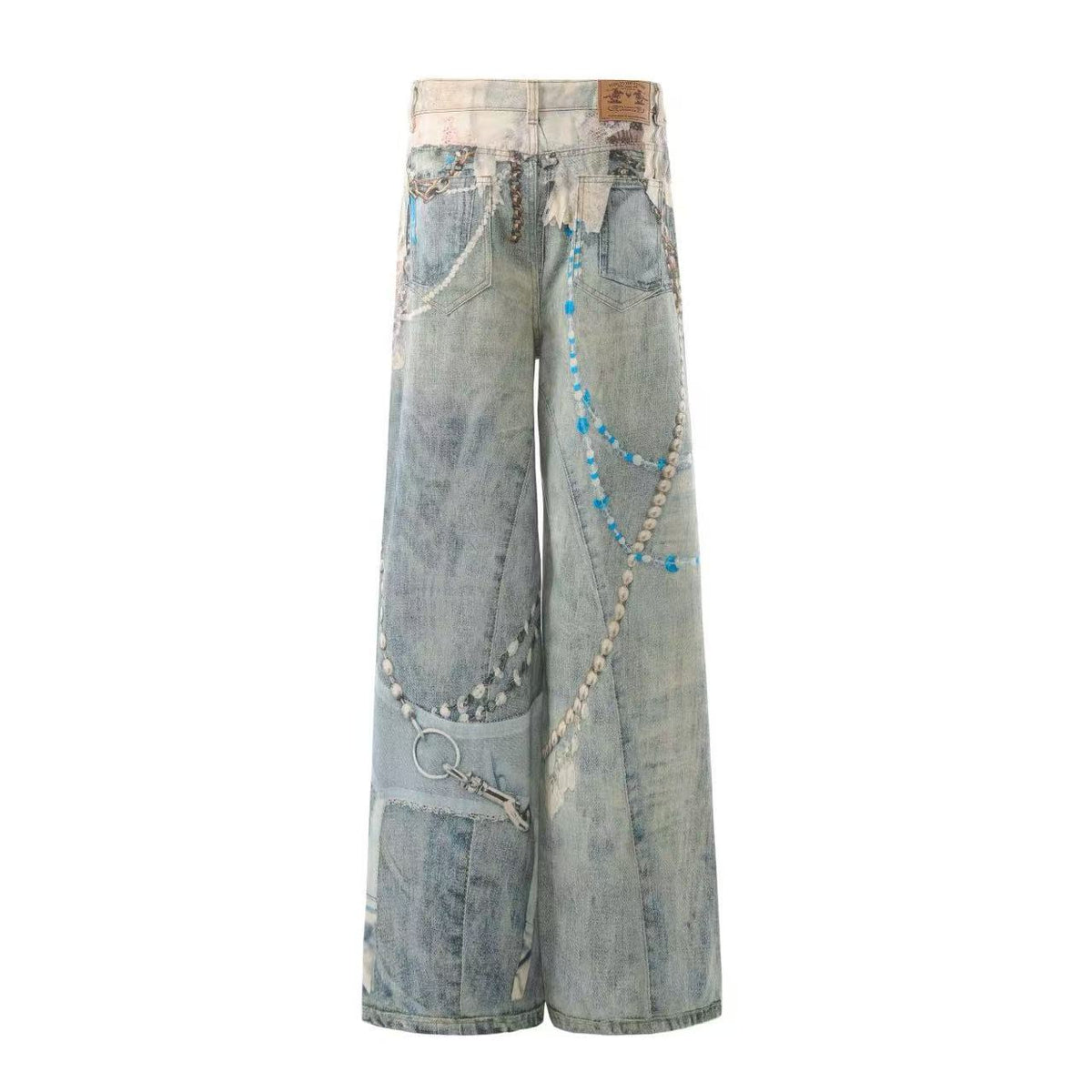 Street-Style 3D-Print Graffiti Wide-Leg Jeans - OMYGOODS